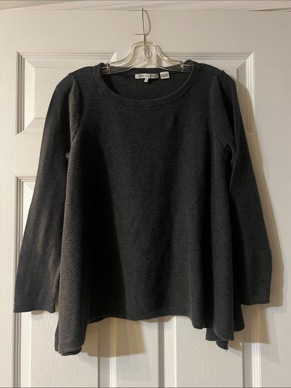 Women's charcoal Long-Sleeve Ribbed Knit Pullover